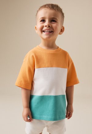 Next, SHORT SLEEVE COLOURBLOCK T-SHIRT  - REGULAR FIT - T-shirt imprimé - orange white blue