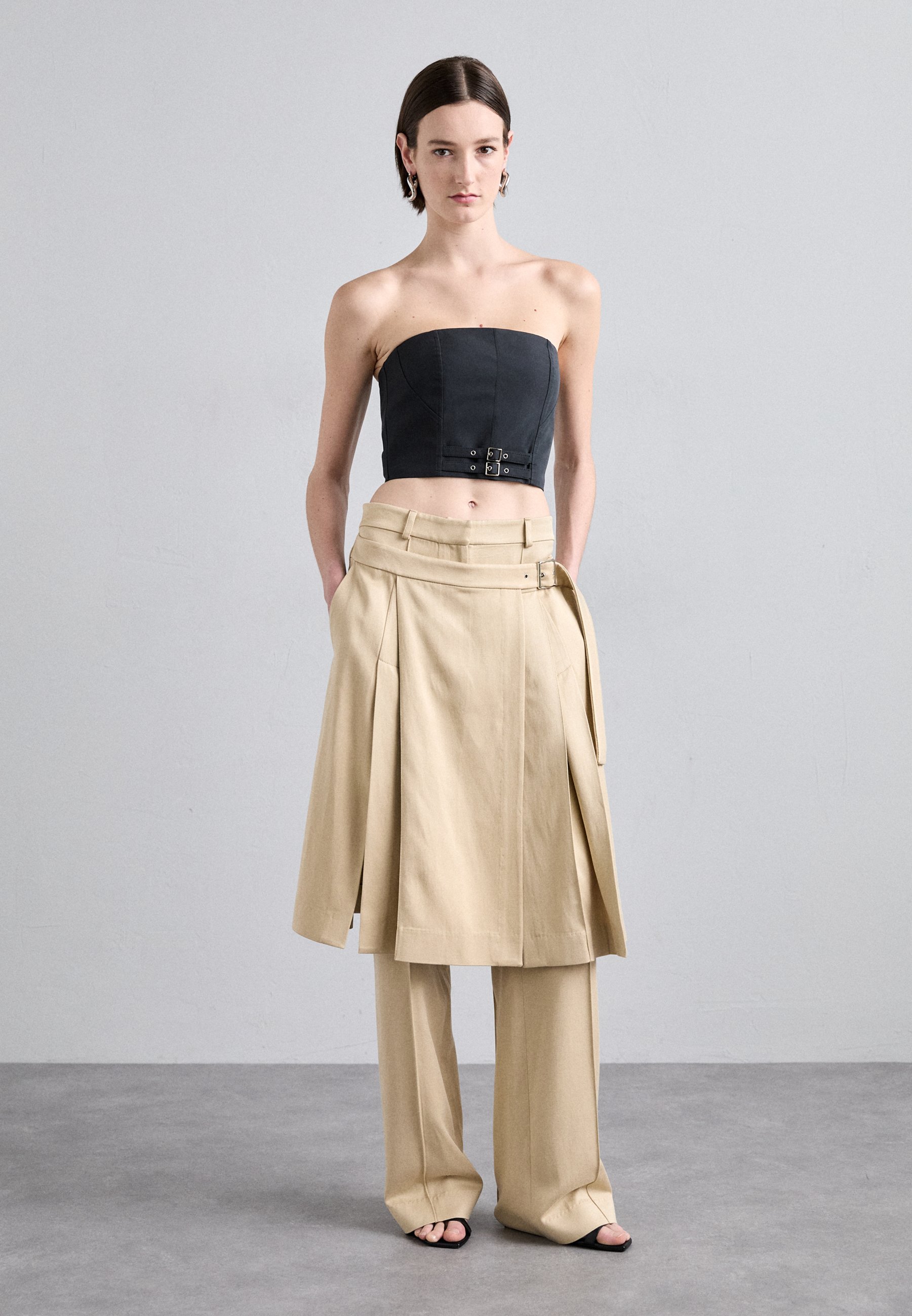 【BAON】Merend Summer Slacks Skirt Pants Wide Leg Pants, Chiffon Skirt Pants, Summer Pants, Women's