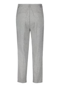 Grijze op maat gemaakte broeken met een fijne textuur, rechte snit en twee achterzakken. Voorzien van een standaard tailleband met riemlussen.