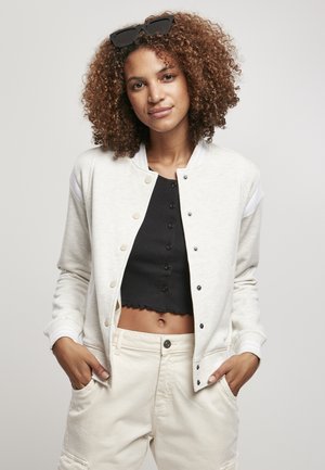 LADIES INSET COLLEGE JACKET - Zip-up sweatshirt - lightgrey/white