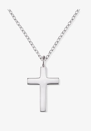Collana in argento con pendente a croce lucido. La croce è semplice, con una superficie liscia e proporzioni equilibrate.