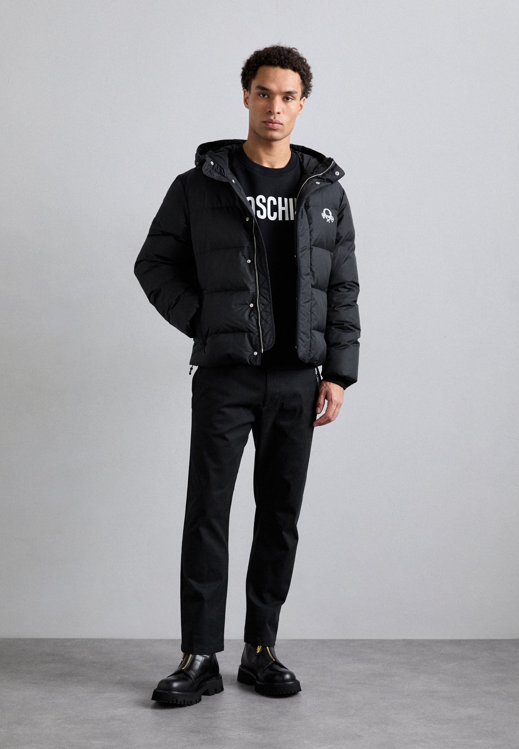 MOSCHINO LAUREL CROWN EMBLEM - Down jacket - multi black/black