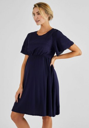 JoJo Maman Bébé BRODERIE-REGULAR FIT - Žerzejové šaty - navy