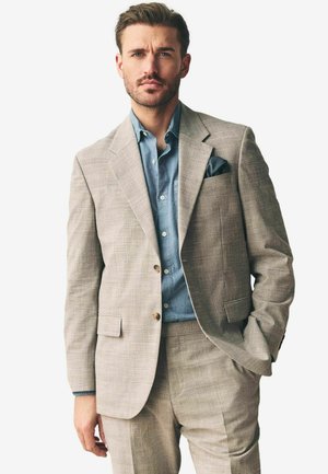 REGULAR FIT - CHECK - Suit jacket - neutral