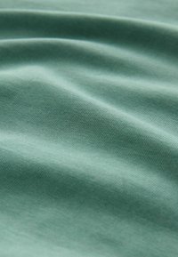 Un material textil de culoare verde deschis, cu o textură netedă și cute subtile, care se îmbină armonios. Un model de țesătură uniform și consecvent pe toată suprafața.