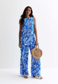 New Look LEAF WIDE  - Tygbyxor - blue pattern