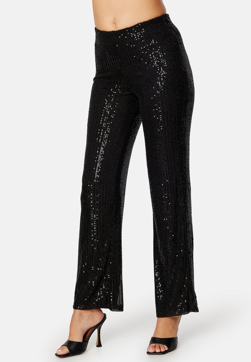 Bubbleroom SEQUIN TROUSERS - Kalhoty - black