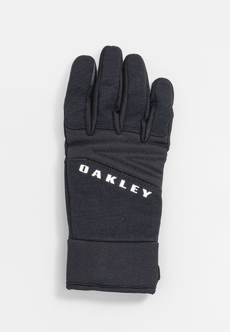 Guanto invernale nero con texture imbottita, vestibilità aderente e dita articolate. Caratterizzato dal logo "OAKLEY" in bianco nell'area del polso.