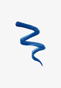 Blå malingstrøk med en bølgete, buet design; har en jevn tekstur og variabel tykkelse, satt mot en hvit bakgrunn.