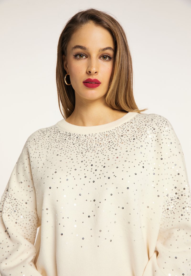 Damen Strickjacken | faina FAINA NASCITA Strickpullover wollweiss silber/weiß - YU44992 Damen Strickjacken | faina FAINA NASCITA Strickpullover wollweiss silber/weiß - YU44992