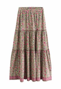 Next PETITE - TIERED - Maxisukňa - green pink flower print