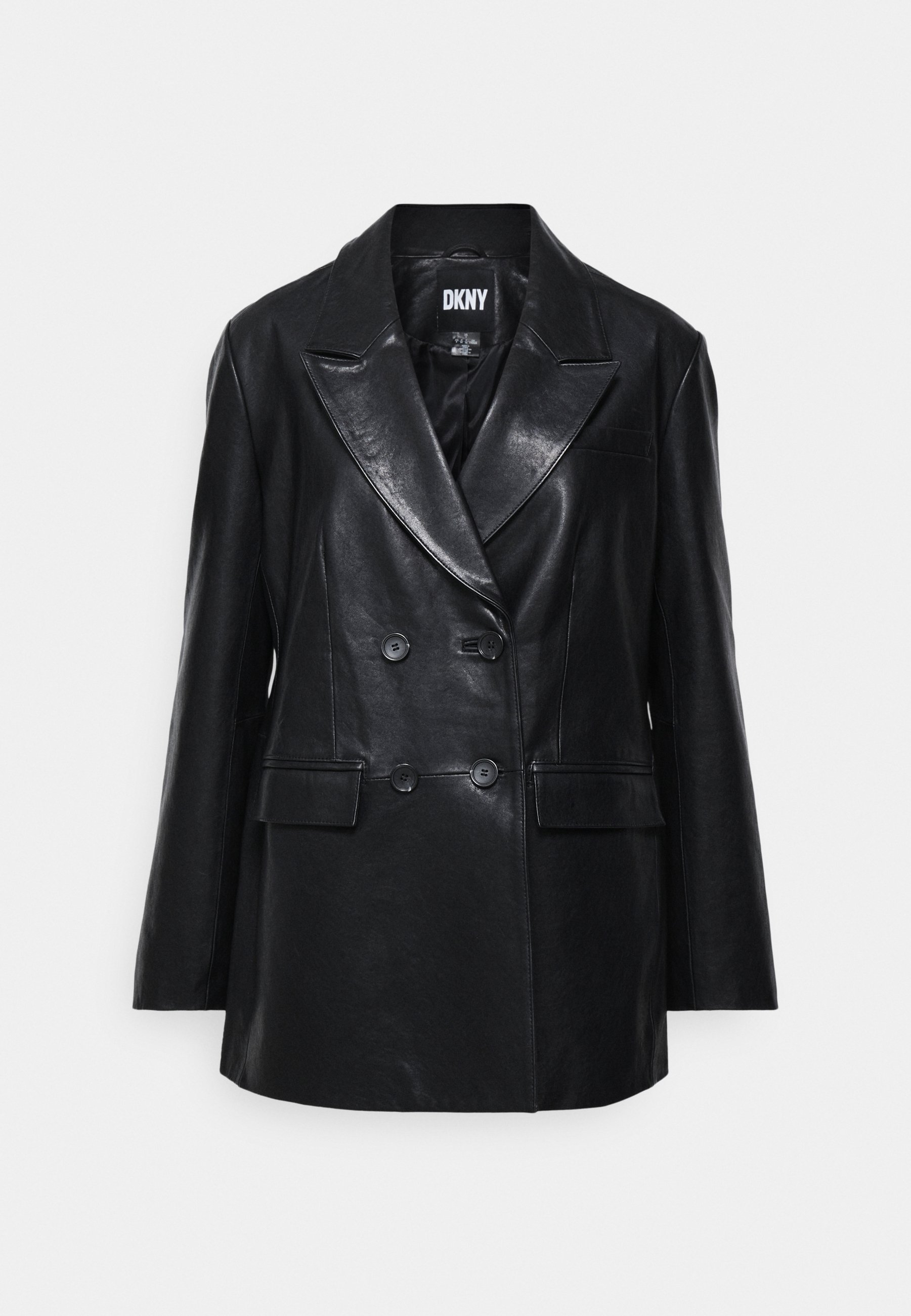 DKNY archive leather × wool best black DKNY Leather jacket - black - (Pre-owned) - Zalando.ie
