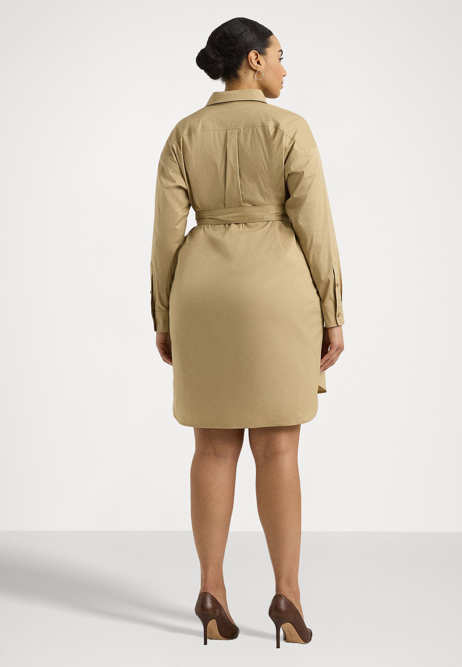 Lauren Ralph Lauren Woman BELTED STRETCH COTTON BLEND SHIRTDRESS
