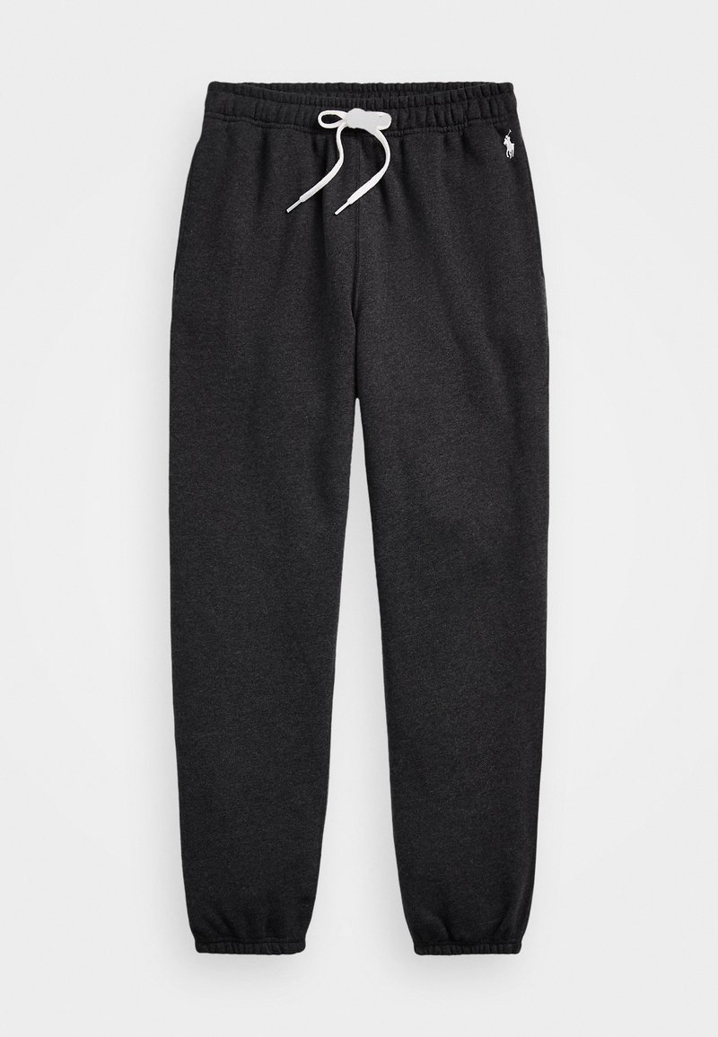 Sorte bomulds sweatpants med elastisk talje, hvid snor og ribbede ankler. Har et lille logo på siden.