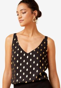 Love & Roses V NECK V BACK REGULAR FIT - Blúzka - black and gold metallic