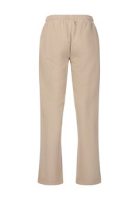 Beige Sweatpants mit einem elastischen Bund, geraden Beinen und einer glatten Textur. Geeignet für lässige Outfits und Komfort.