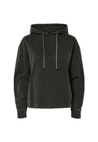 Felpa con cappuccio grigio scuro, dalla vestibilità comoda, con cappuccio regolabile e polsini a costine. Tessuto morbido e dettagli cuciti lungo le cuciture.