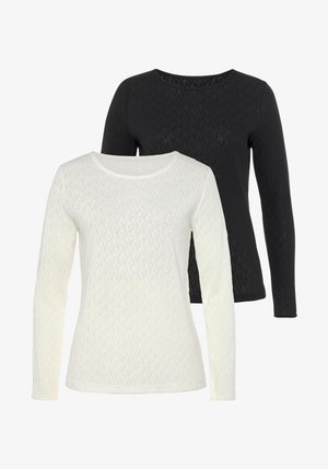2PACK - Top dugih rukava - creme, schwarz
