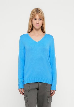 VIRIL V NECK - Jumper - all aboard dark melange