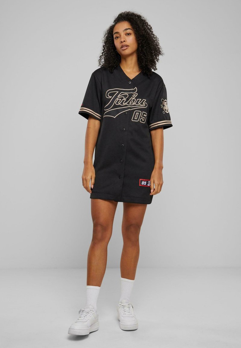 Vintage Female Baseball Uniform Pink Baseball Jersey Robe Baseball Femme  FUBU VARSITY BASEBALL Shirt Dress Black Sand/black