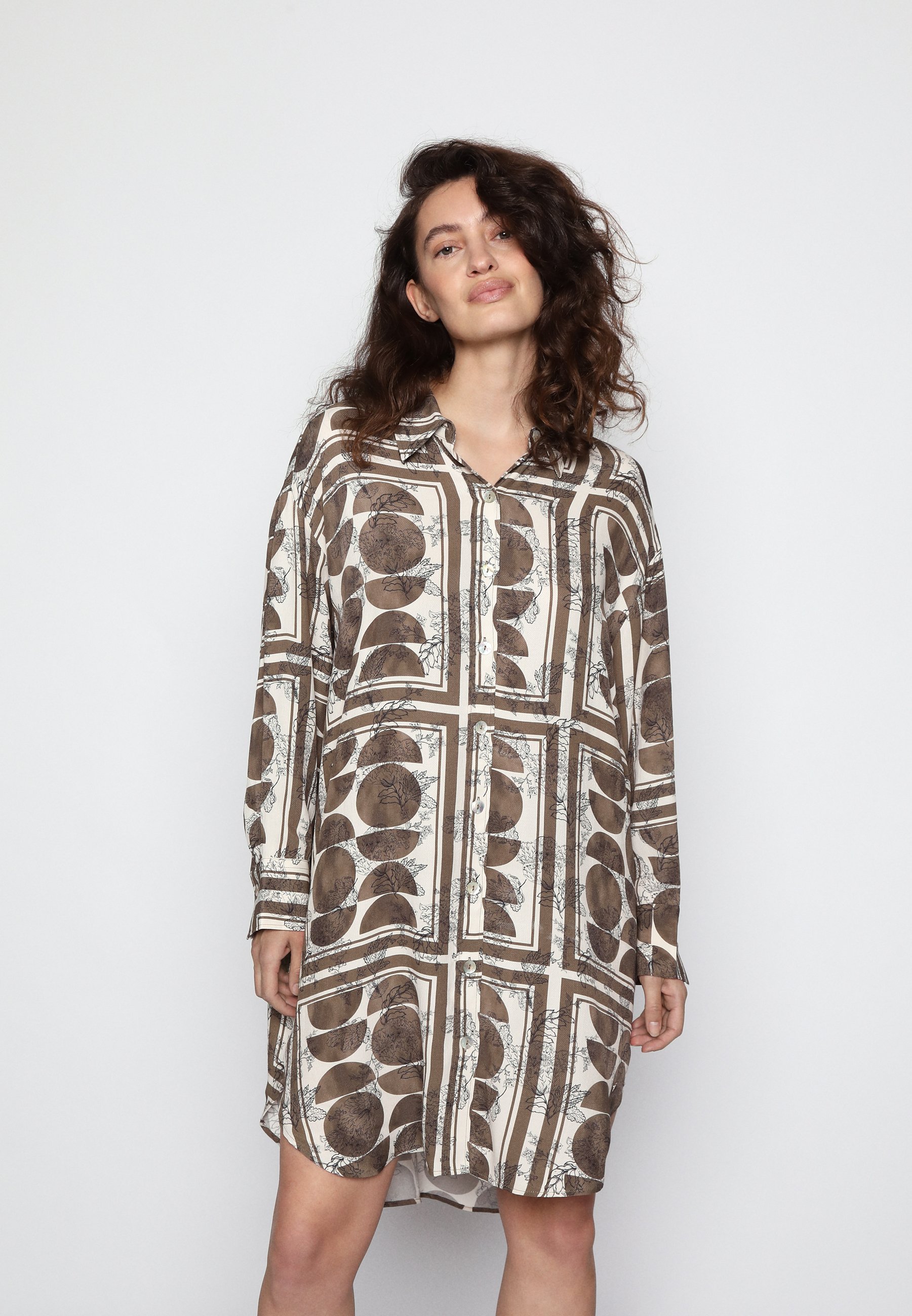 Mos Mosh Leela Bubble Shirt Dress Shirt Dress Capers Green Khaki Zalando Co Uk