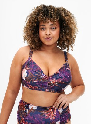 Zizzi PRINTED WITH UNDERWIRE - Bikiniöverdel - purple flower