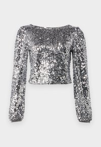 VILA VIIBIZA O NECK TOP - Long sleeved top - silver detail/sequins