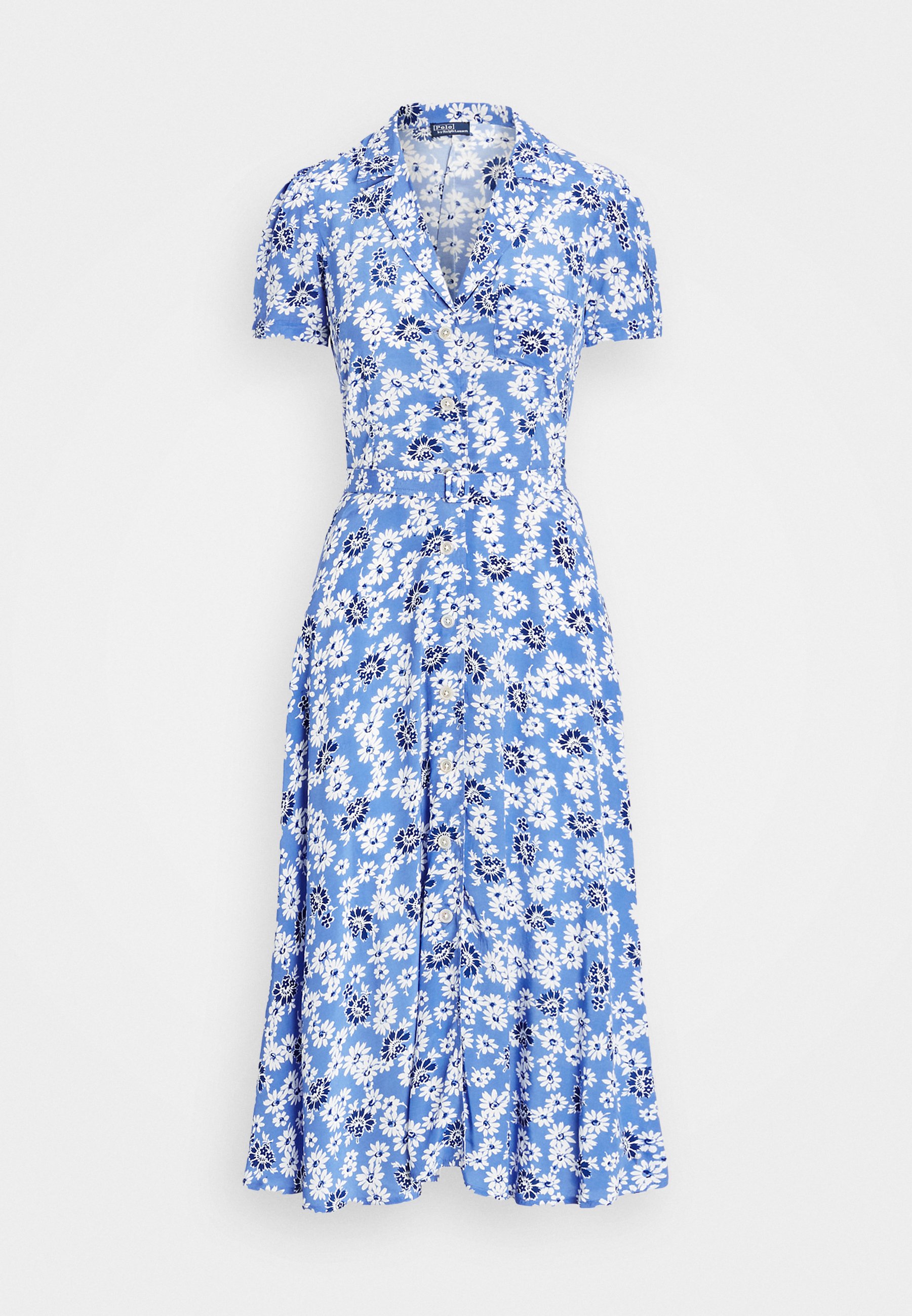 Vestido Ralph Lauren De Algodón De Manga Corta - Azul Claro