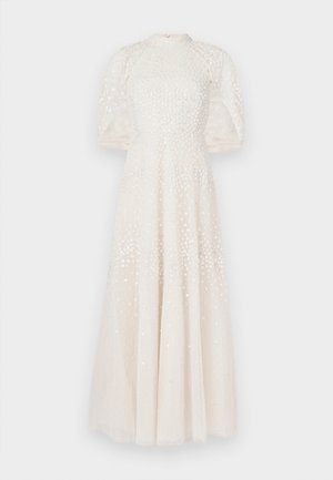 SCALLOP SEQUIN CAPE ANKLE GOWN - Maxi šaty - cream