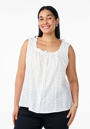 ÄRMELLOSE MIT RÜSCHEN - Bluse - snow white