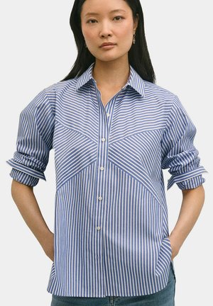 RELAXED FIT STRIPED WITH FORWARD POINT COLLAR - Hemdbluse - dark blue
