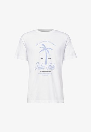 Street One MEN, T-SHIRT WITH ROUND NECK AND FRONT PRINT - T-Shirt print - bright white