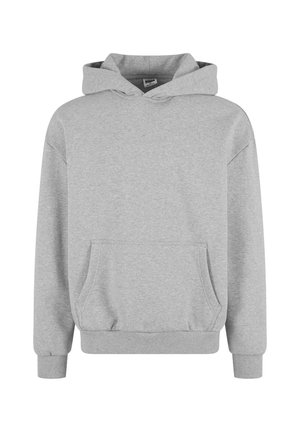Grå sweatshirt med hætte, lange ærmer og frontlomme. Fremstillet af blødt stof med ribbede manchetter og kant. Minimalistisk design og alsidig stil.