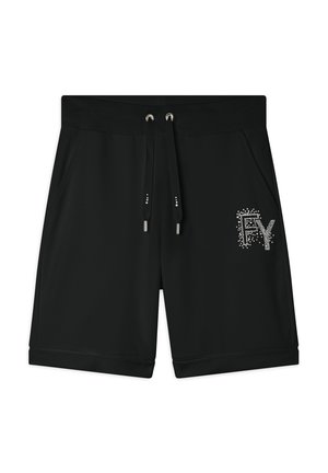 CON RISVOLTO E LOGO STRASS - Pantalón corto de deporte - nero