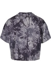 Top corto con maniche a sbuffo e motivo tie-dye in grigio e nero. Realizzato in un tessuto morbido con una vestibilità comoda e scollatura rotonda.