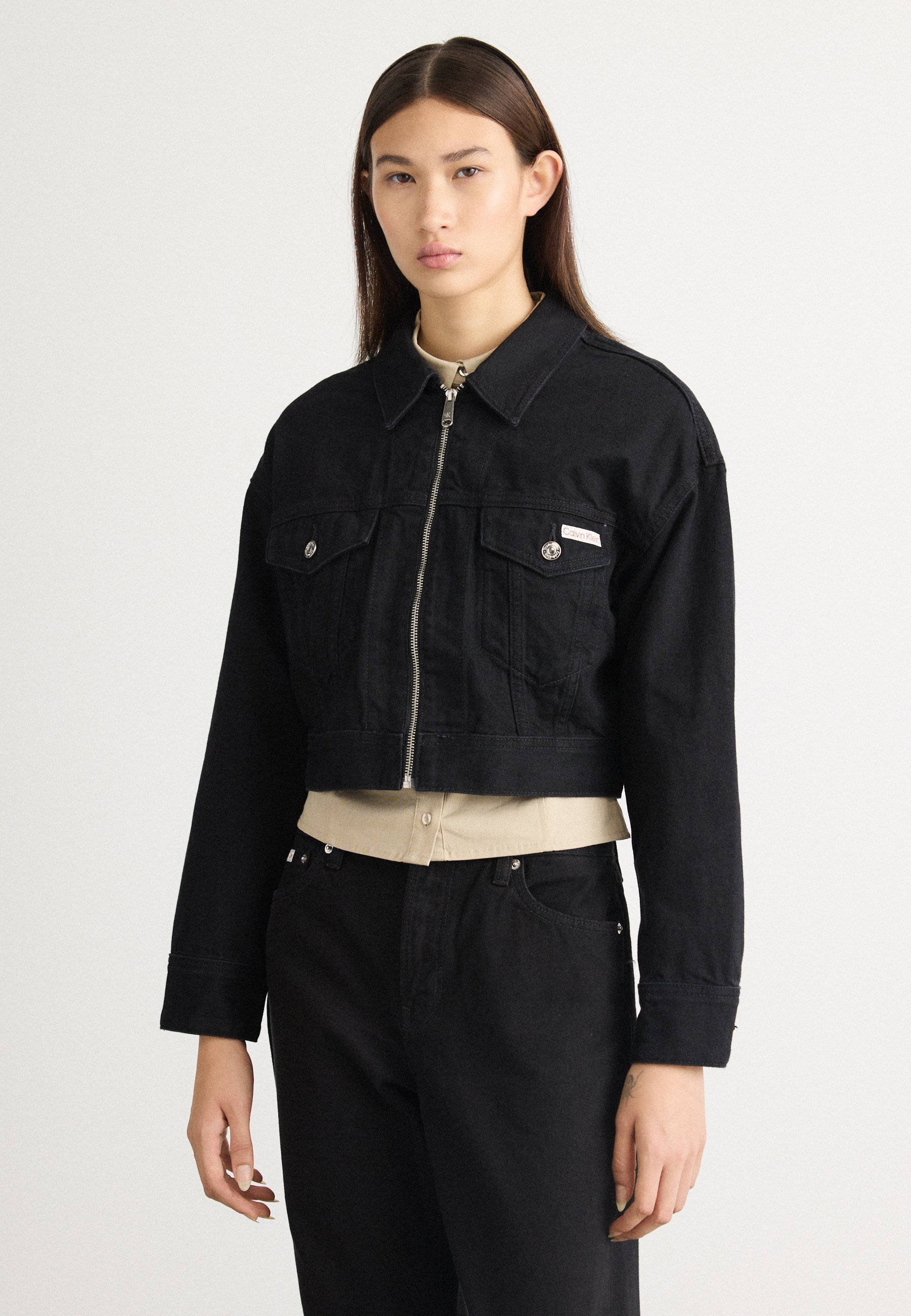 Calvin Klein Jeans CROPPED JACKET - Denim jacket - soft black  display picture 1