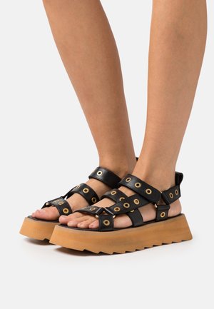 ASRA Sandalen met plateauzool - black