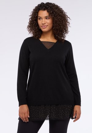 CON DETTAGLI IN E STRASS - Stickad tröja - nero