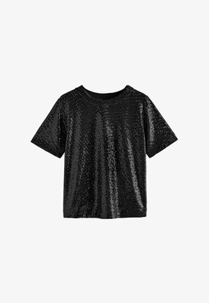 Next SEQUIN REGULAR FIT - Marškinėliai su spaudiniu - black