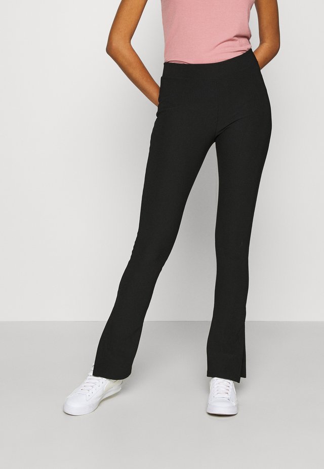 SPLIT FRONT FLARES - Legging - black