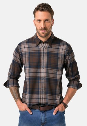 CHECK LONG SLEEVE CONCEALED BUTTON-DOWN COLLAR - Camicia - earth brown