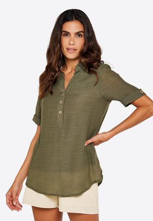 SLUB SHIMMER  - Button-down blouse - khaki