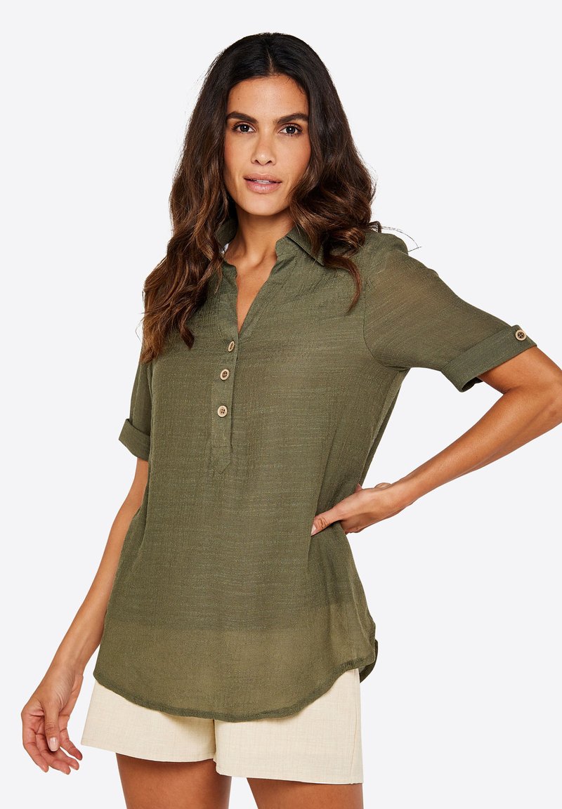 Apricot - SLUB SHIMMER  - Overhemdblouse - khaki, Vergroten