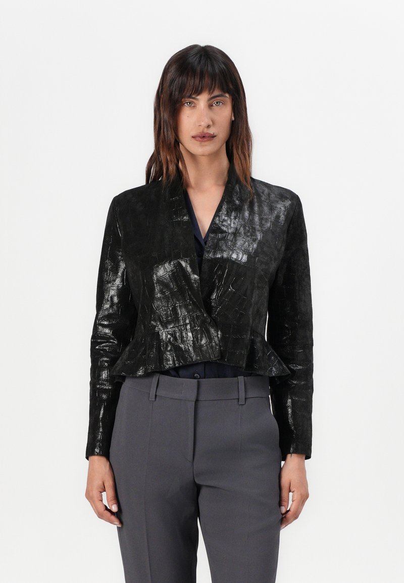 Emporio Armani Leren jas zwart Emporio Armani Leren jas zwart