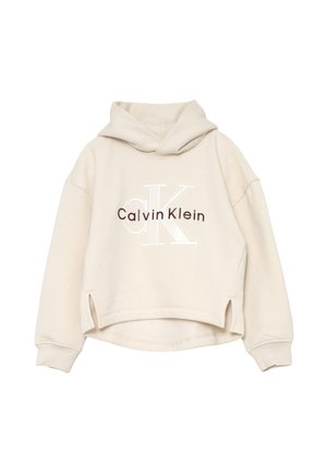 FELPA CROPPED - Felpa con cappuccio - beige