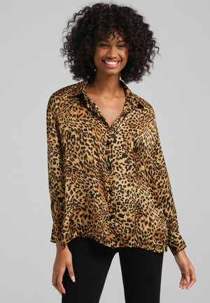SATIN SHIRT-LONG SLEEVES - Button-down blouse - camel