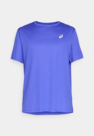 Short-sleeve athletic t-shirt in bright blue, made of lightweight fabric with a smooth texture. Features a small white logo on the chest.
