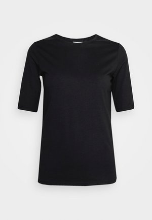 Sort T-shirt lavet af blød bomuld med rund hals og korte ærmer. Minimalistisk design med diskret logo.