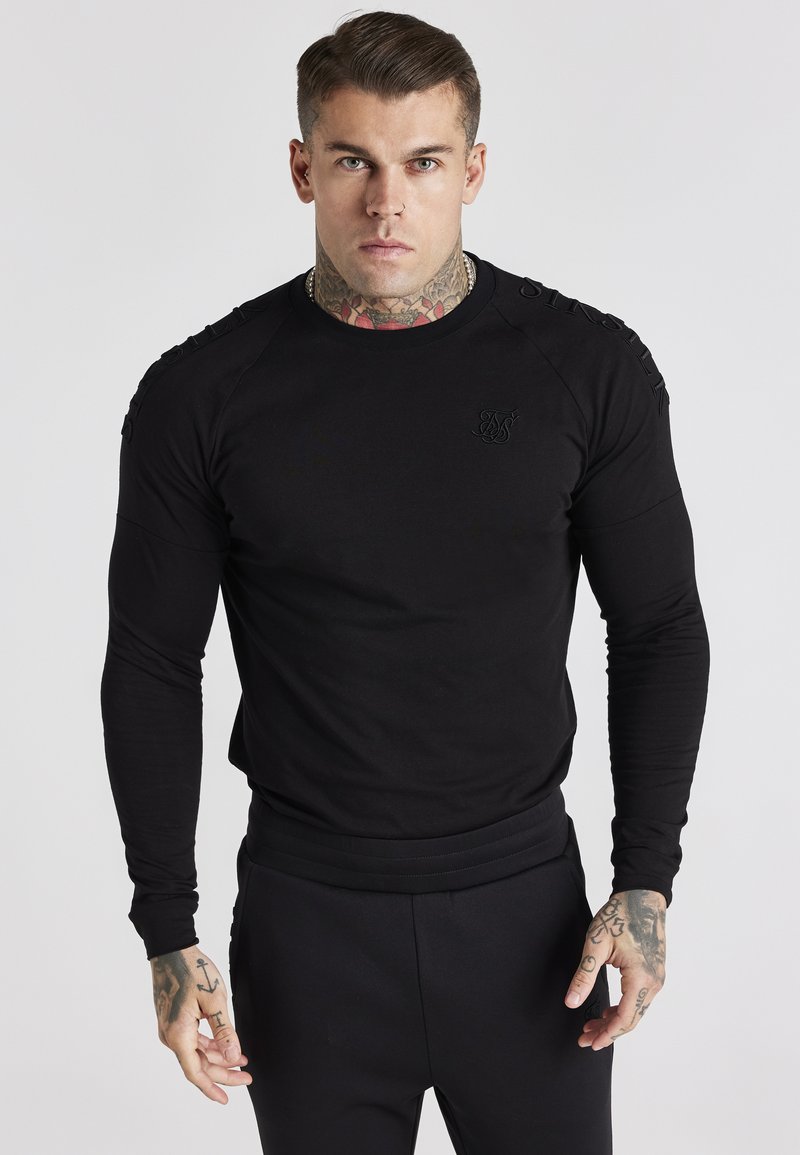 SIKSILK LONG SLEEVE EMBROIDERY PANEL GYM TEE - Longsleeve - black