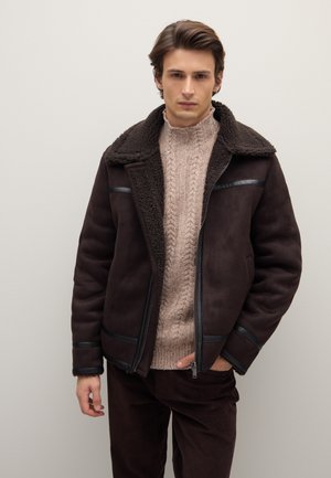 REGULAR FIT WITH ZIP - Light jacket - dark brown